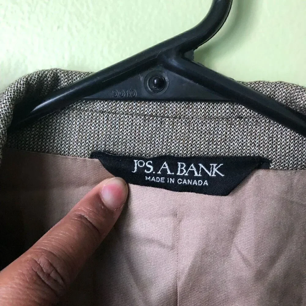 Jos. A. Bank Mens Executive Sportcoat 43R Taupe 100% Loro Piana Wool Travel